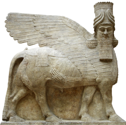 Asirski Lamasu, krilati bik s ljudskom glavom (421.  g.  pr.  Kr.)