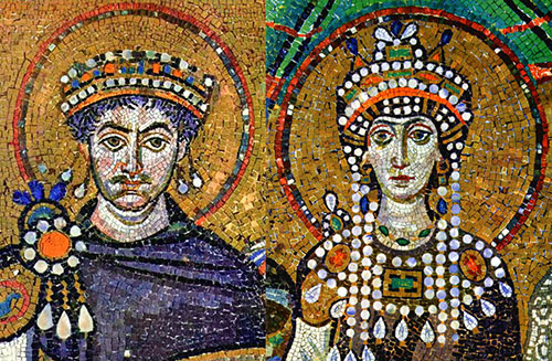 Bizantski car Justinijan I. i carica Teodora